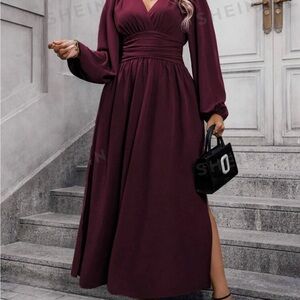 SHEIN Deep Red Long Sleeve Dress